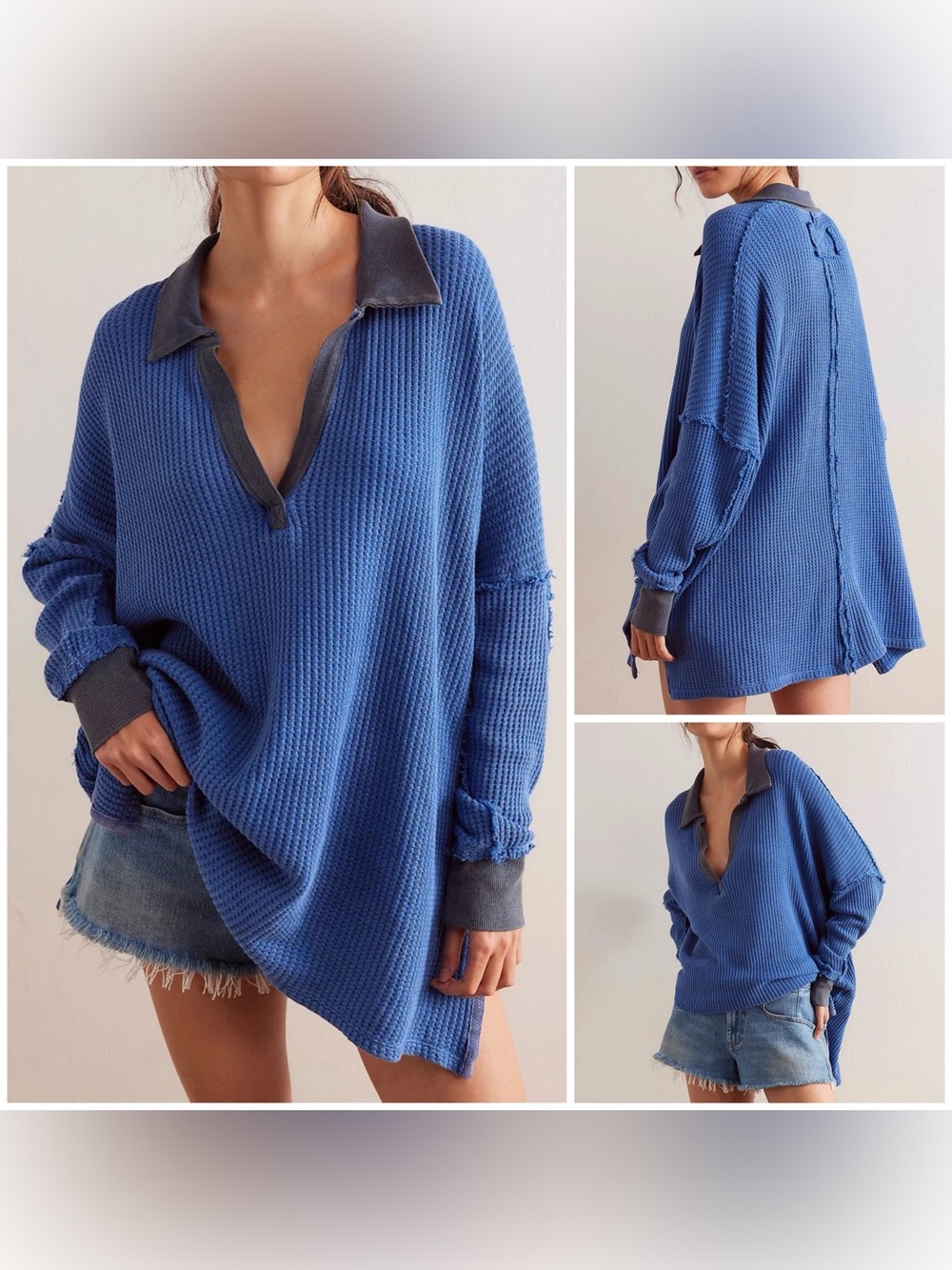 NWOT Free People We The Free Travis Polo - Dutch Blue Navy - XS